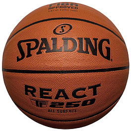 Мяч баск. SPALDING TF-250 React 76968z, р.6, FIBA Approved, композит. кожа (ПУ), коричнево-черный