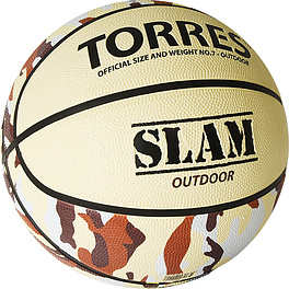 СЦ*Мяч баск. TORRES Slam, B02067, р.7, резина, нейлон. корд, бут. кам, бежево-хаки